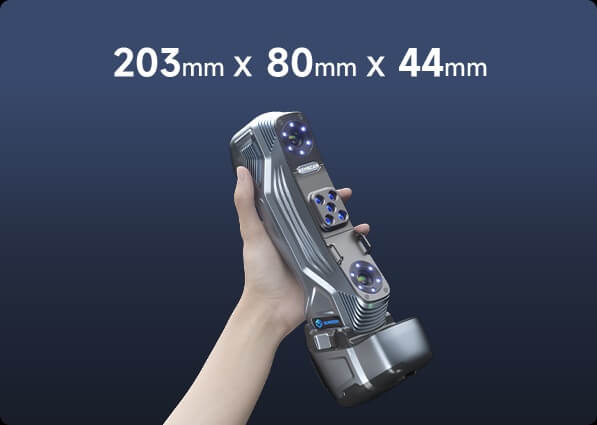 SIMSCAN-E full-metal housing and ergonomic design in hand.
